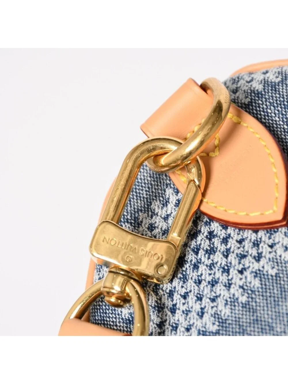 Louis Vuitton Speedy Bandouliere 25 Damier Denim Gold Handbag